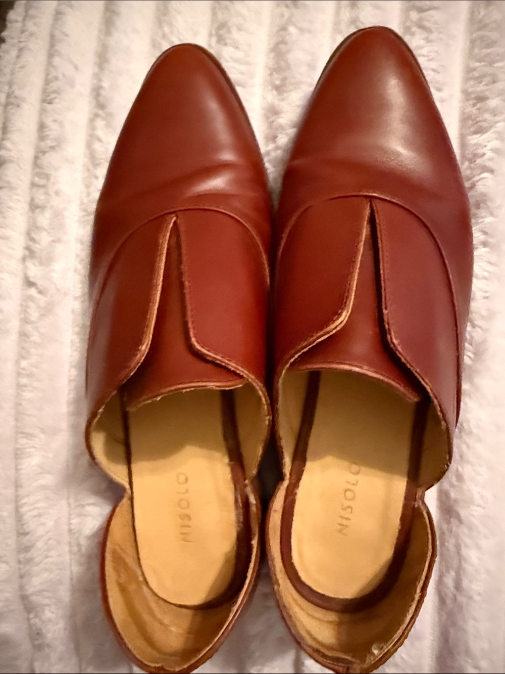 ISH Chestnut Brown Pointed Slip-On Loafers